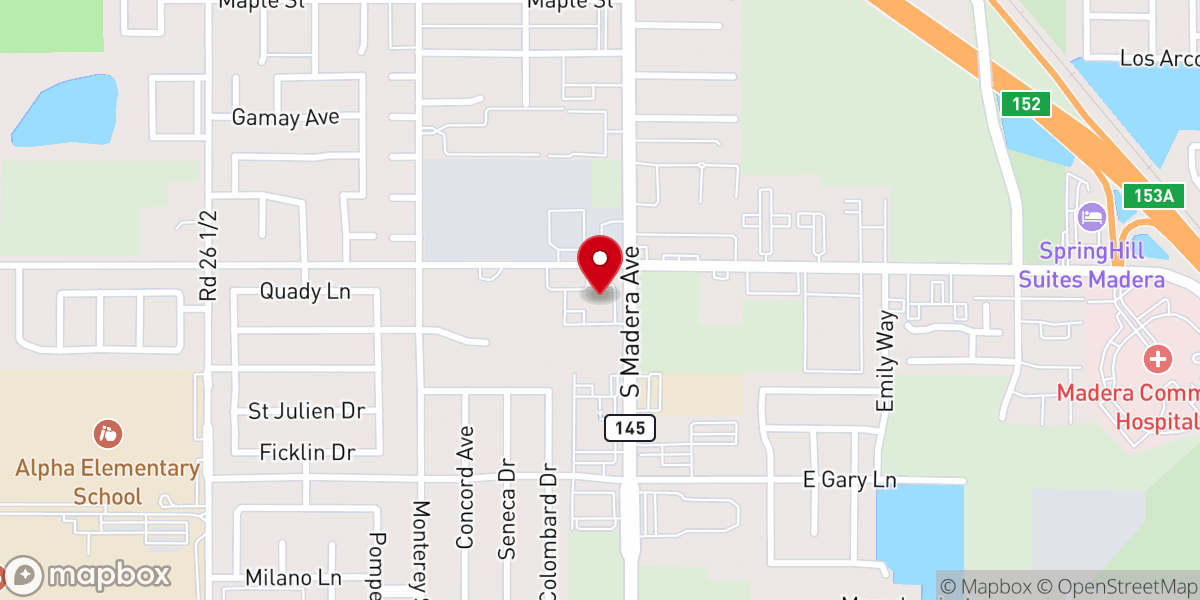 Map showing location of Madera Avenue Baptist Church