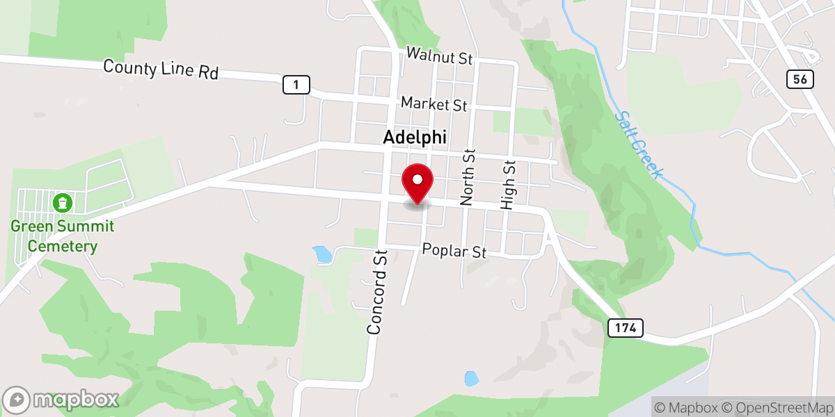Map showing location of Adelphi Community Church