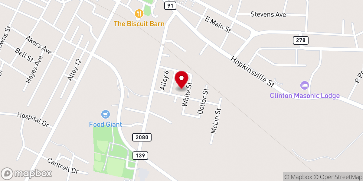Map showing location of Southside Baptist Church