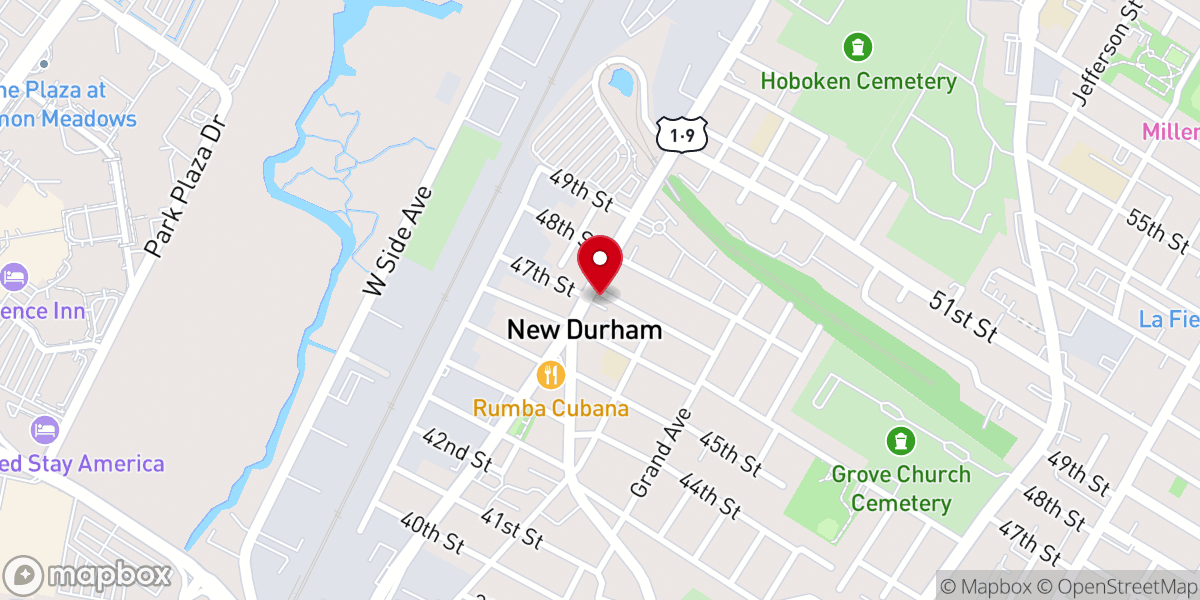 Map showing location of New Durham Baptist Church