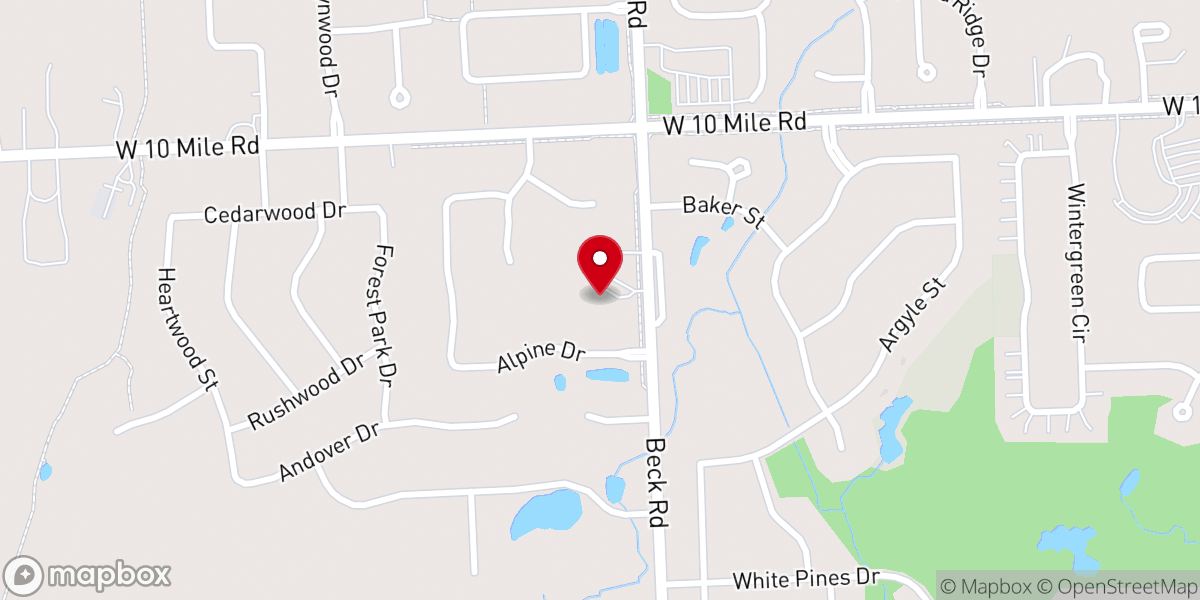 Map showing location of Oakland Baptist Church