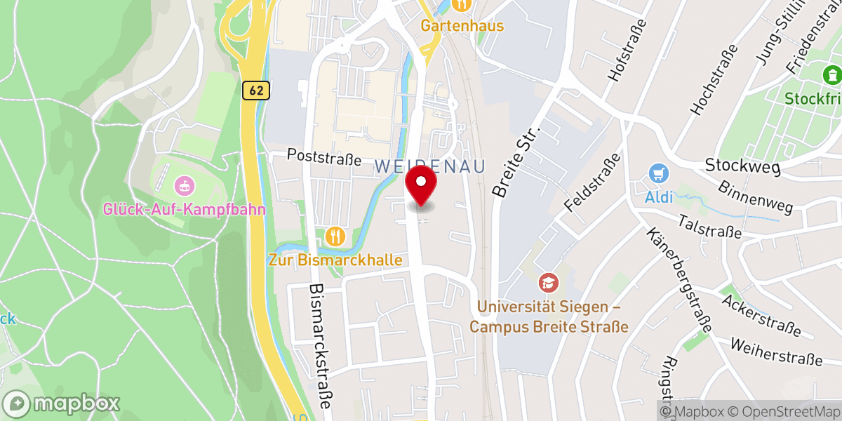 Map showing location of Stadtverwaltung Siegen