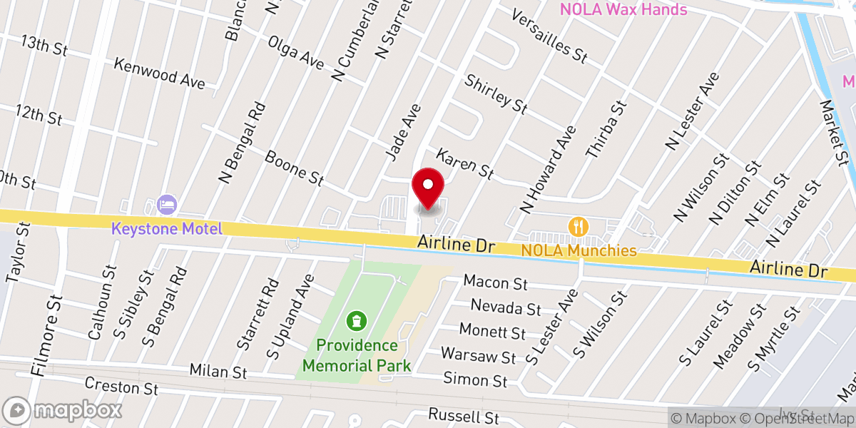 Map showing location of First Christian Church of Greater New Orleans
