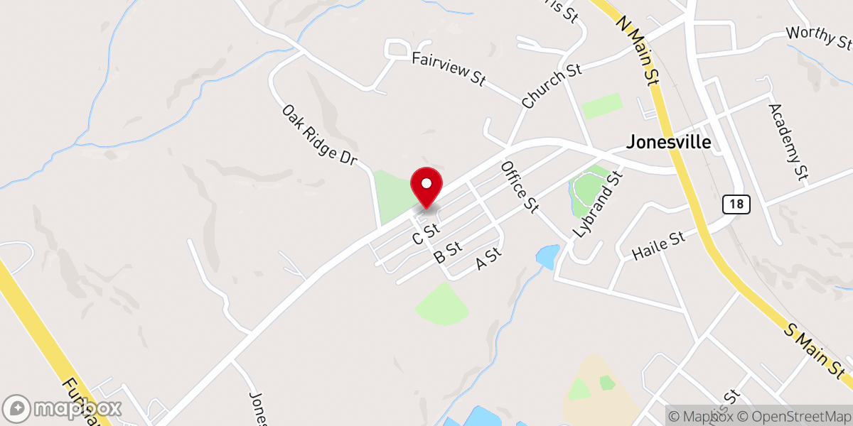 Map showing location of Jonesville Church of God