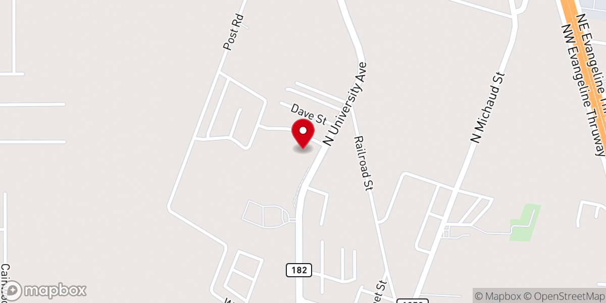 Map showing location of Carencro Community Center