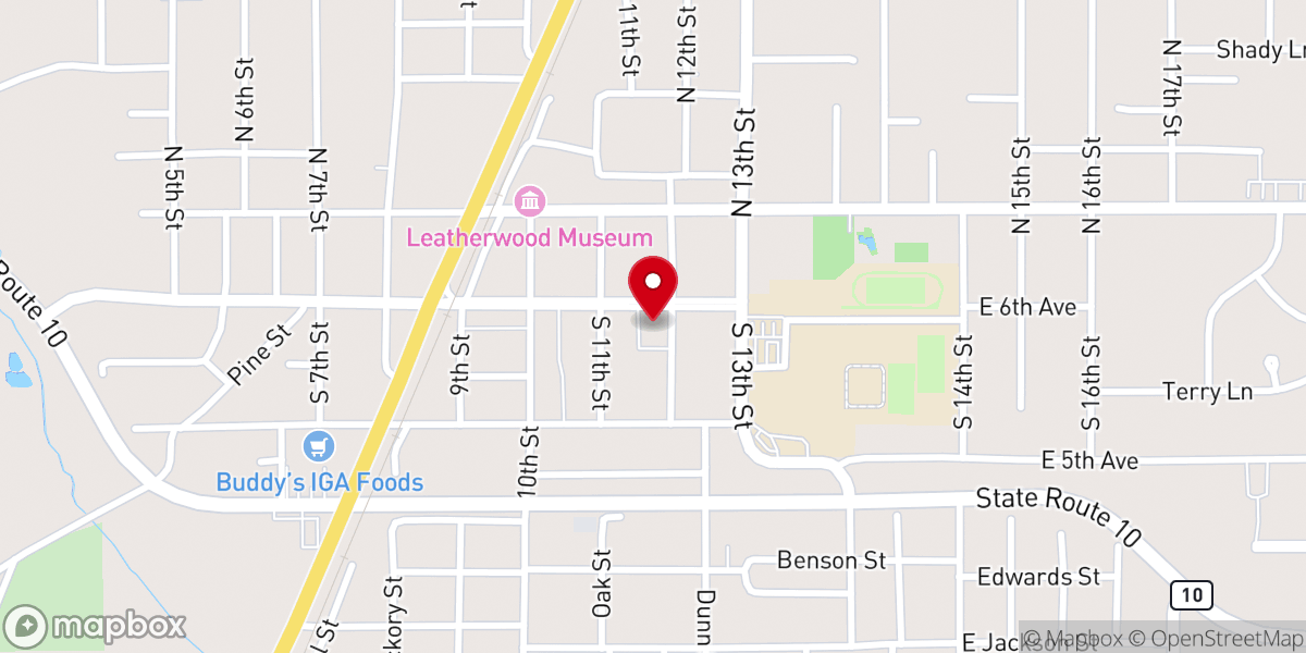 Map showing location of Oakdale City Hall