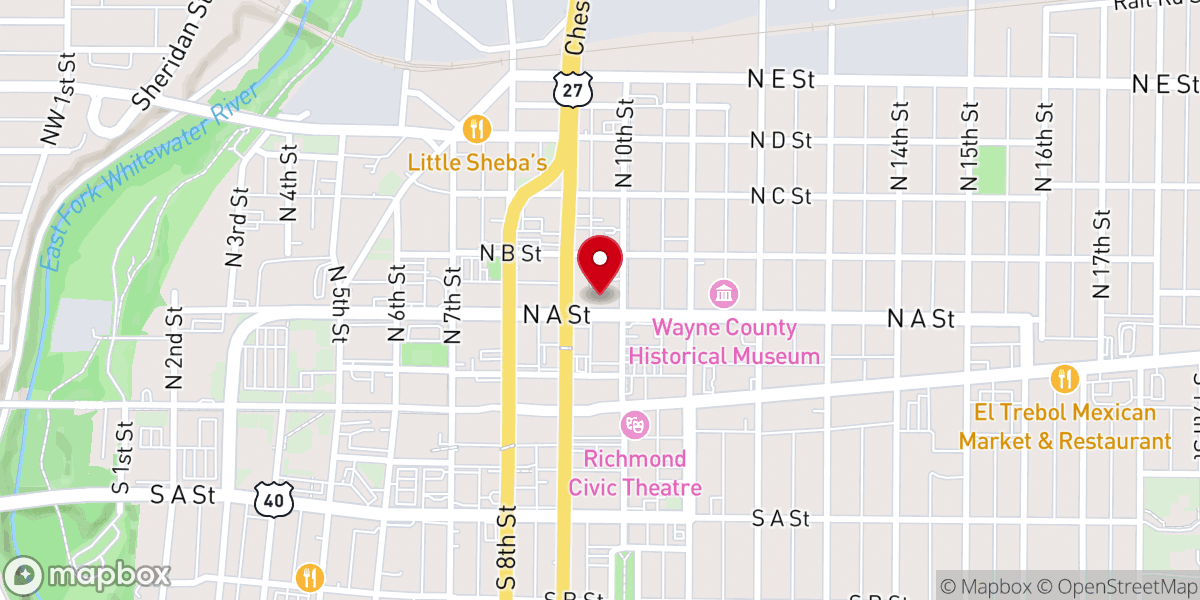 Map showing location of First Presbyterian Church