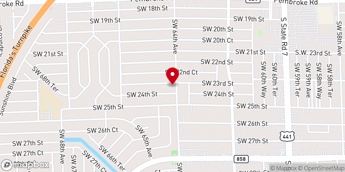 Map showing location of Harvest Fire Worship Center Hollywood