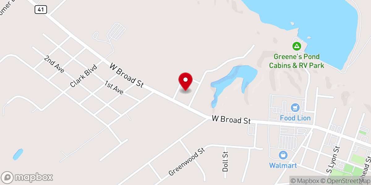 Map showing location of Elizabethtown Baptist Church