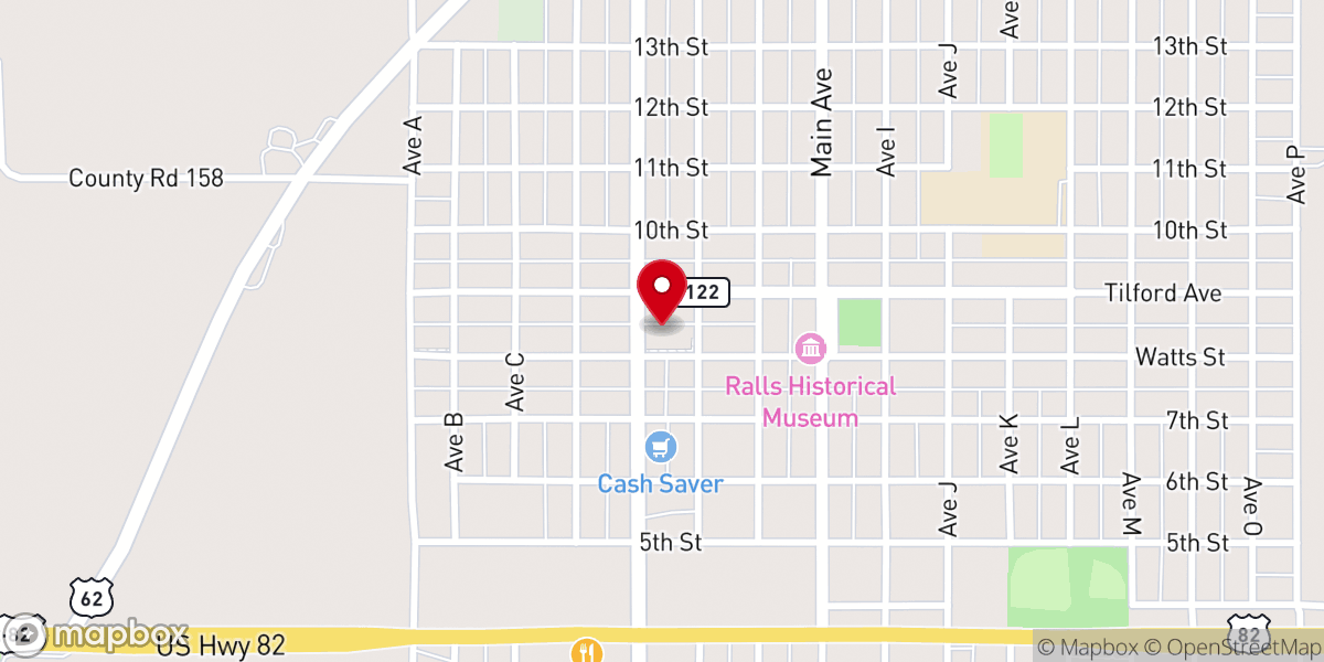 Map showing location of Ralls Methodist Church