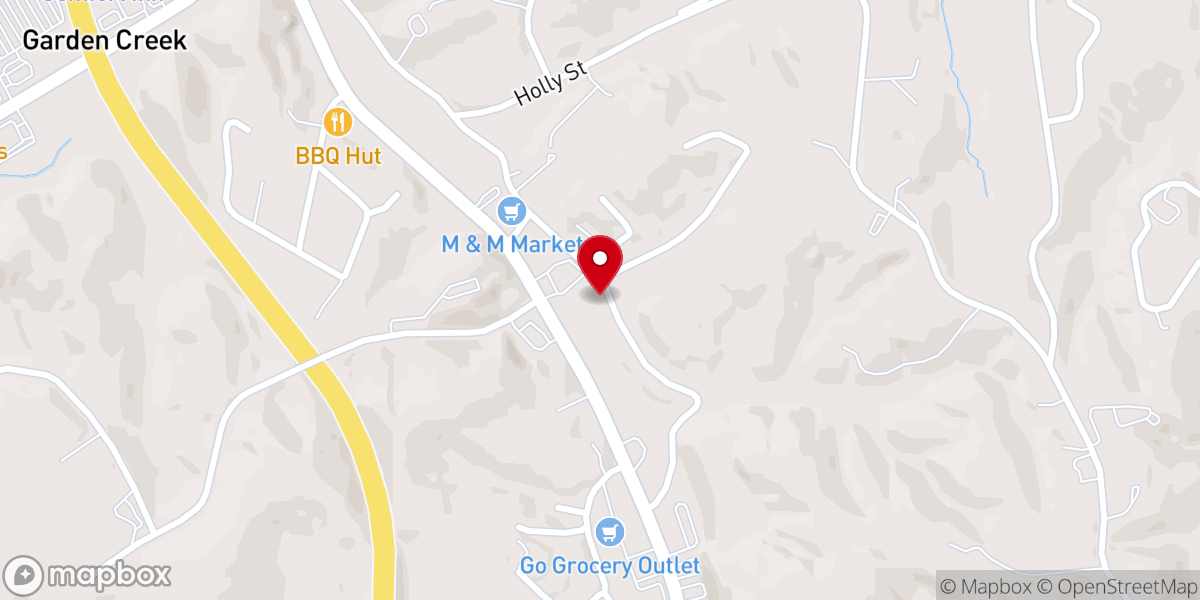 Map showing location of Garden Creek Baptist Church