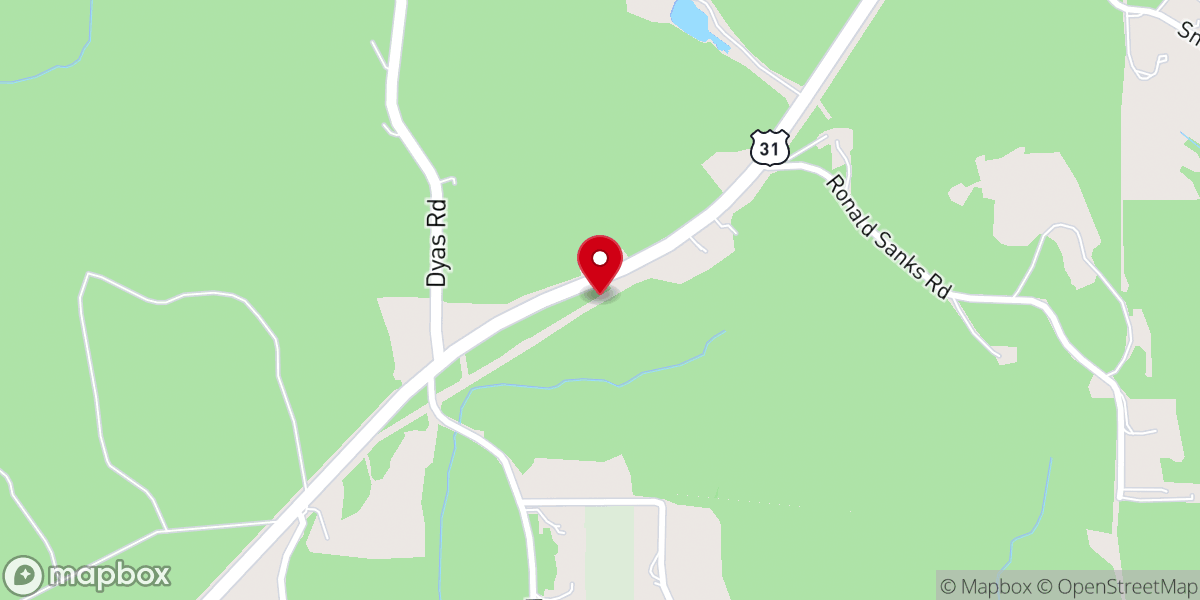 Map showing location of Dyas Church