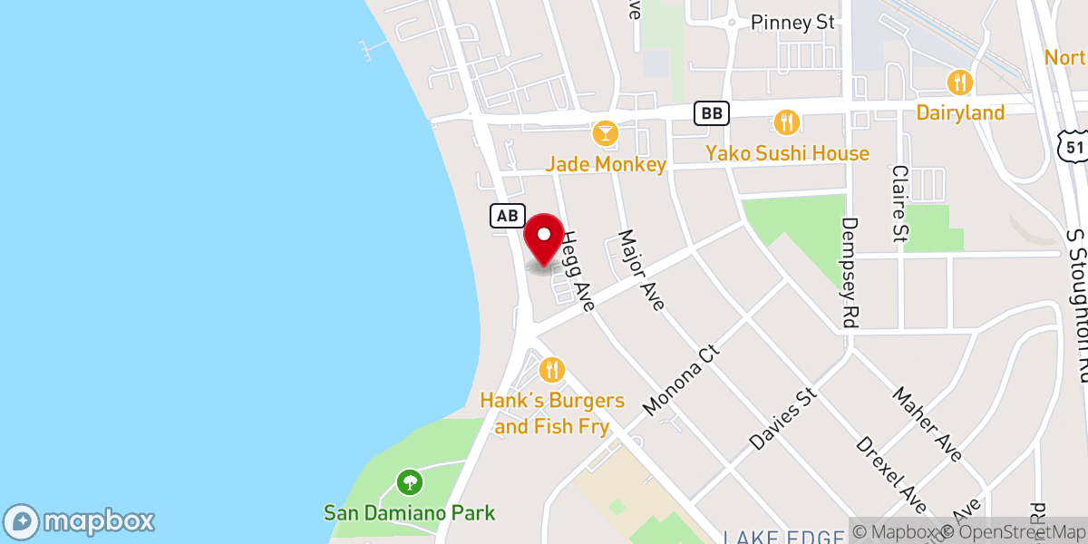 Map showing location of Lake Edge Lutheran Church