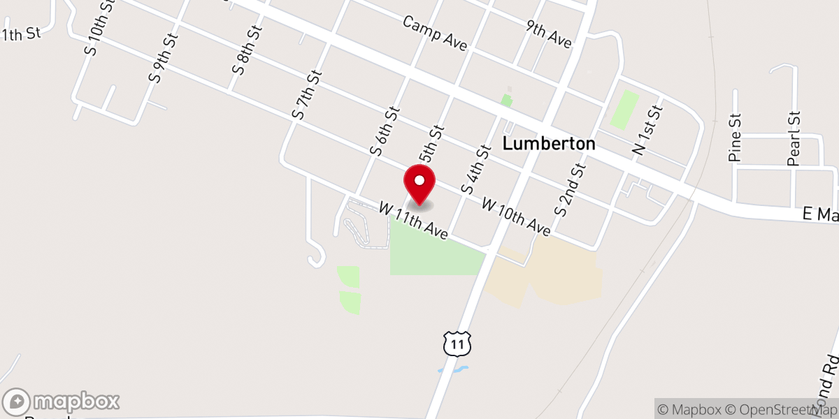 Map showing location of Lumberton United Methodist Church