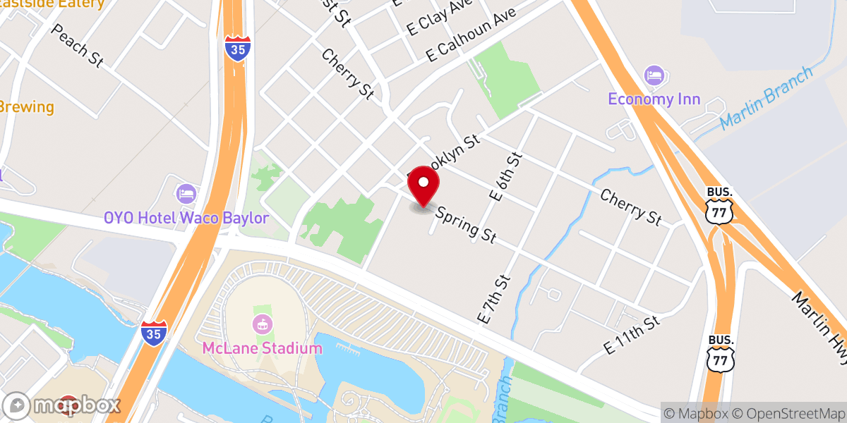 Map showing location of Spring Street Baptist Church