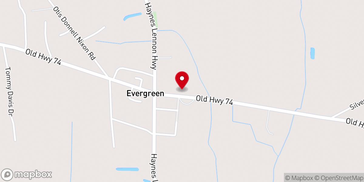 Map showing location of Evergreen United Methodist Church