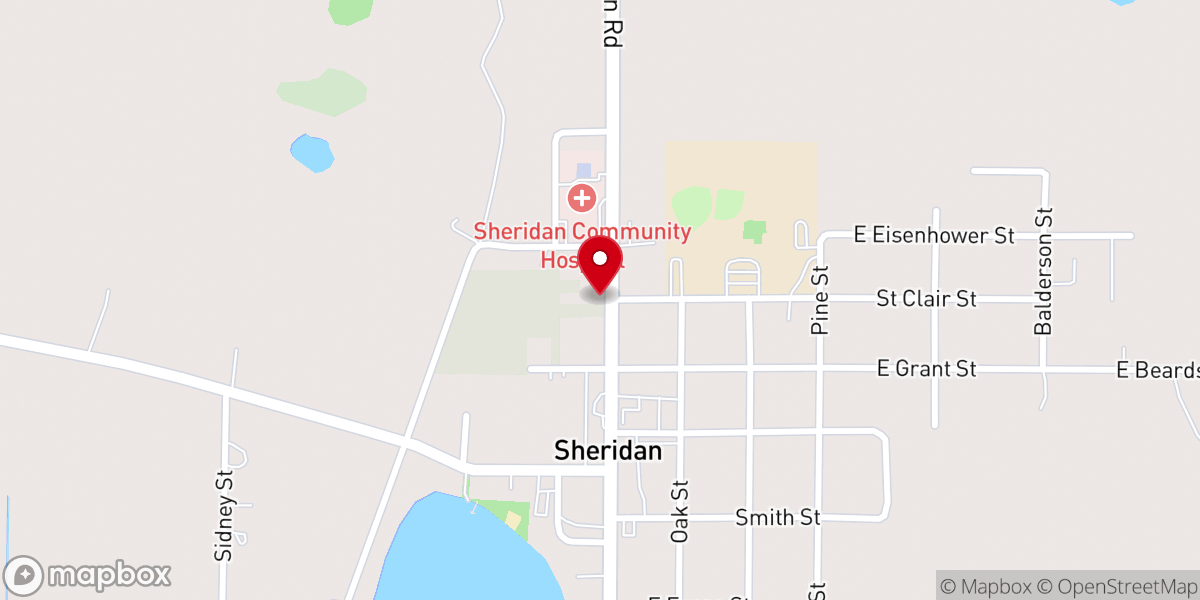 Map showing location of Sheridan Bible Chapel