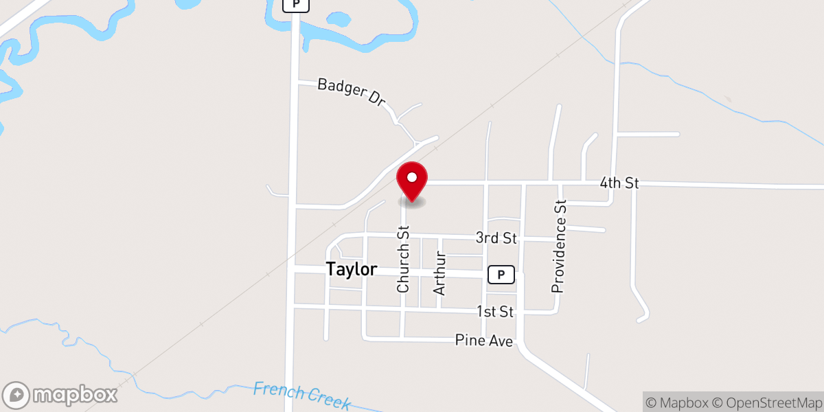 Map showing location of Taylor Fire & Rescue