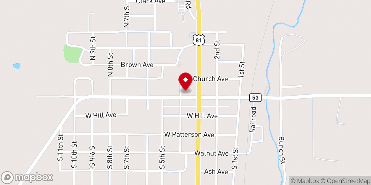 Map showing location of First Baptist Church Comanche