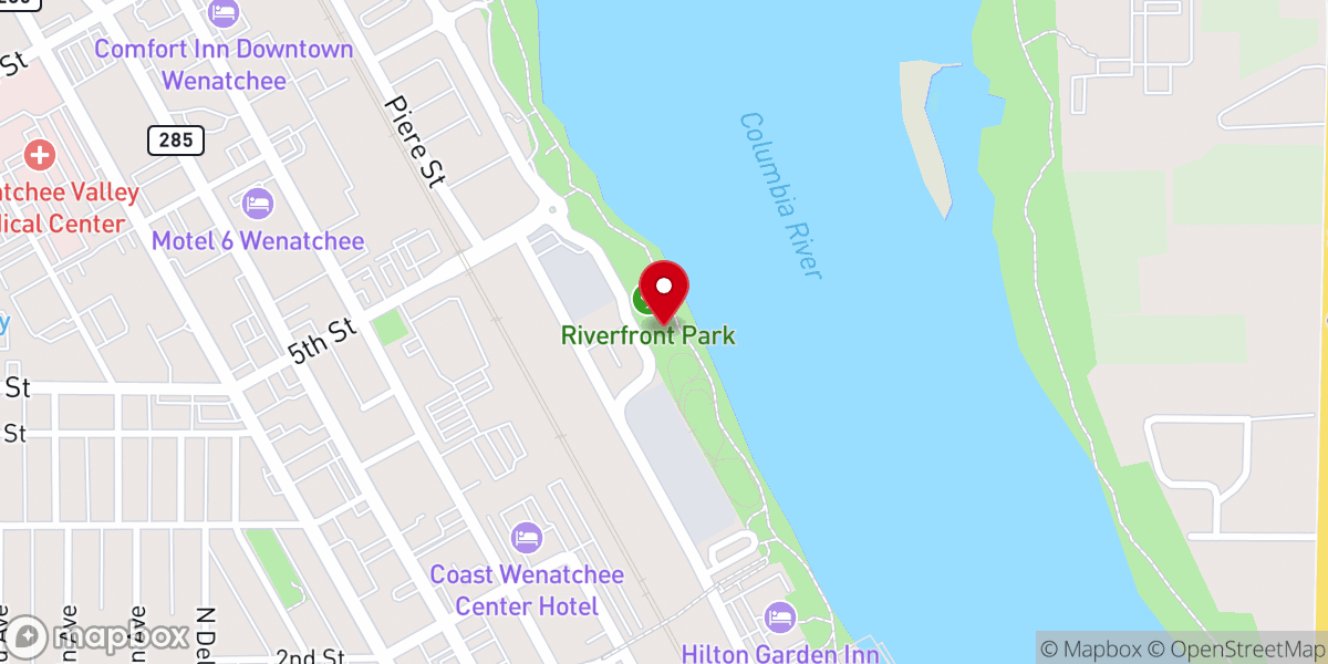 Map showing location of Wenatchee Riverfront Park
