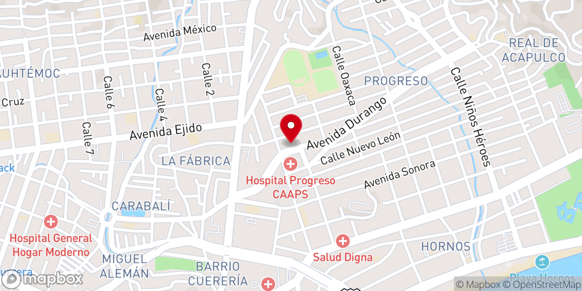 Map showing location of Primera Iglesia Bautista Estrella de Belén