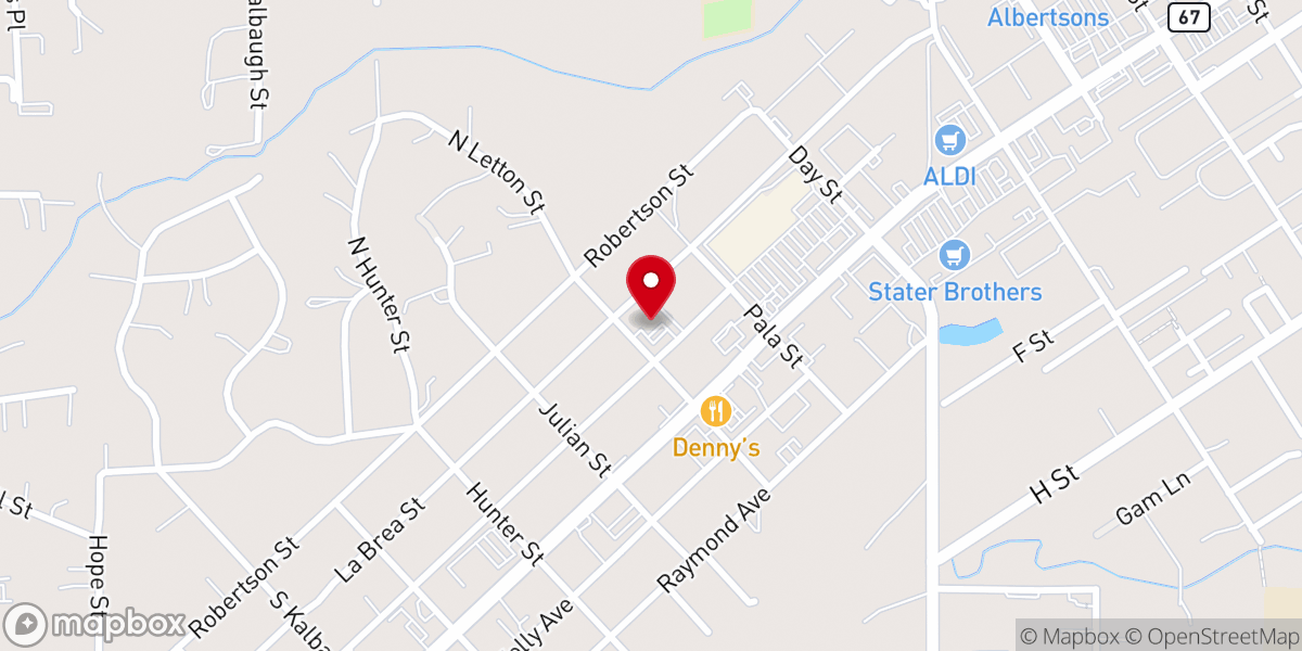 Map showing location of First Christian Church-Ramona