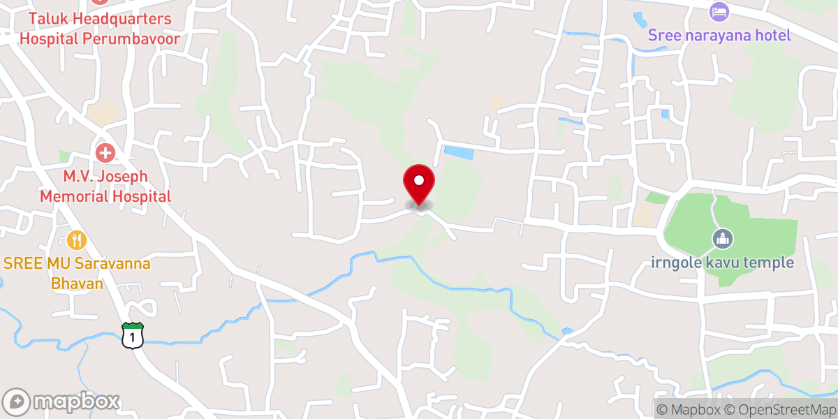 Map showing location of Mar Baselious Jacobite Chapel, Maruthukavala