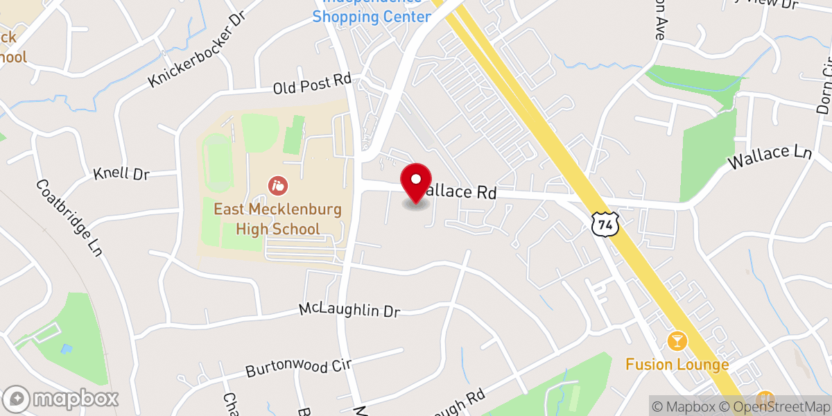 Map showing location of Korean First Presbyterian Church of Charlotte