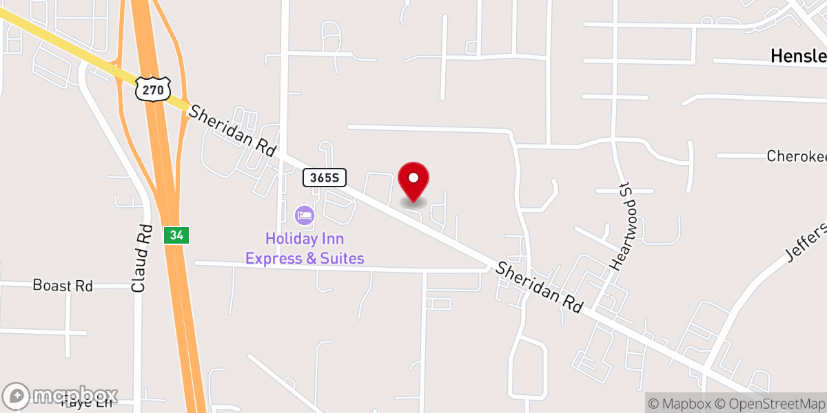 Map showing location of Northside Baptist Church