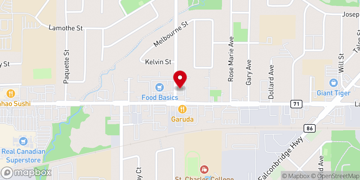 Map showing location of Sudbury Prayer Fellowship - Pentecostal Malayalam Ministry