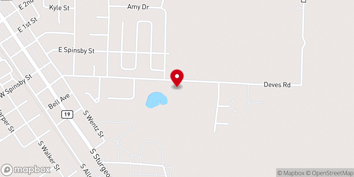 Map showing location of Assembly of God Church