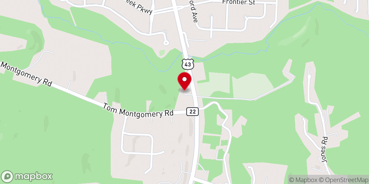 Map showing location of Zion Grove Baptist Church