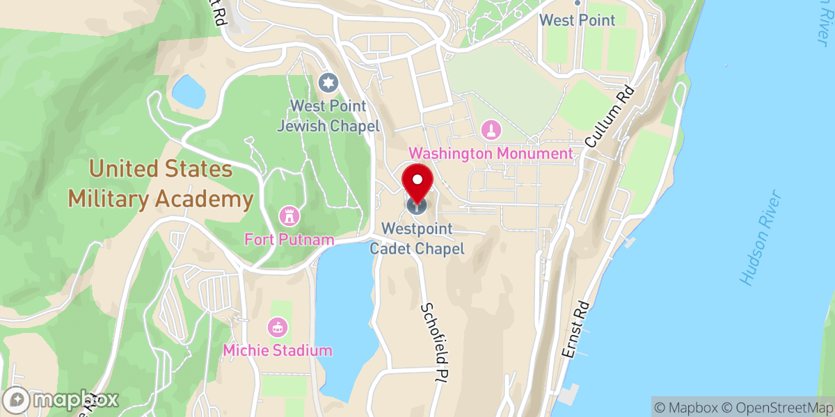 Map showing location of Cadet Chapel