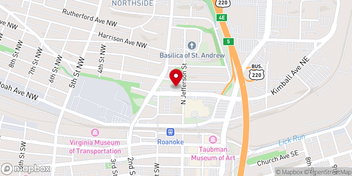 Map showing location of First Baptist Church - Gainsboro