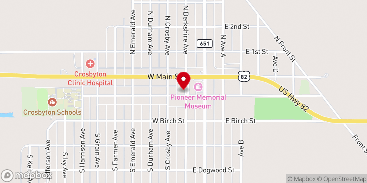 Map showing location of Crosbyton-Chamber of Commerce