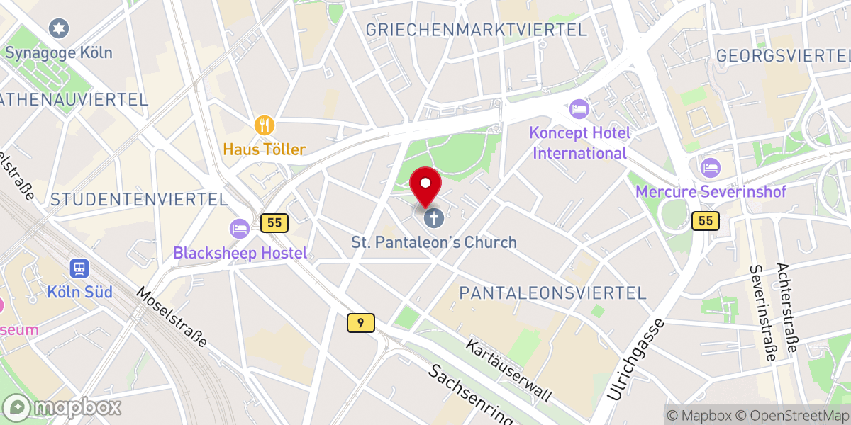 Map showing location of St. Pantaleon