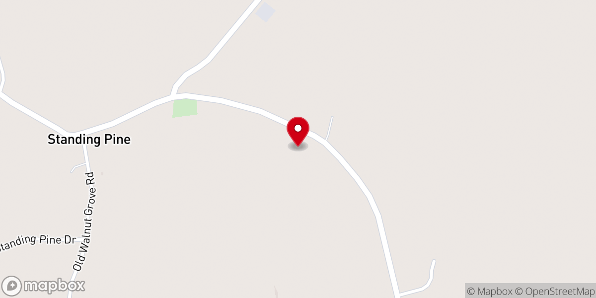 Map showing location of Standing Pine Church