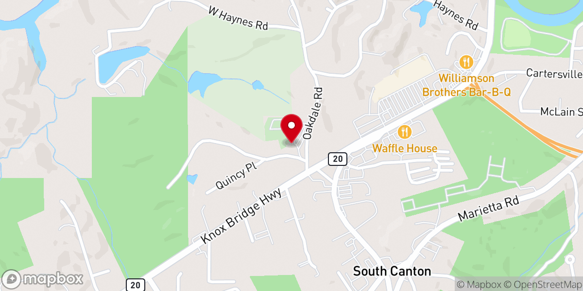 Map showing location of Oakdale Baptist Church