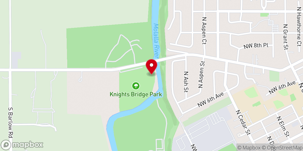 Map showing location of Knights Bridge Park