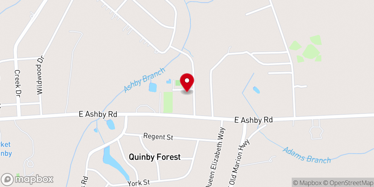 Map showing location of Quinby United Methodist Church