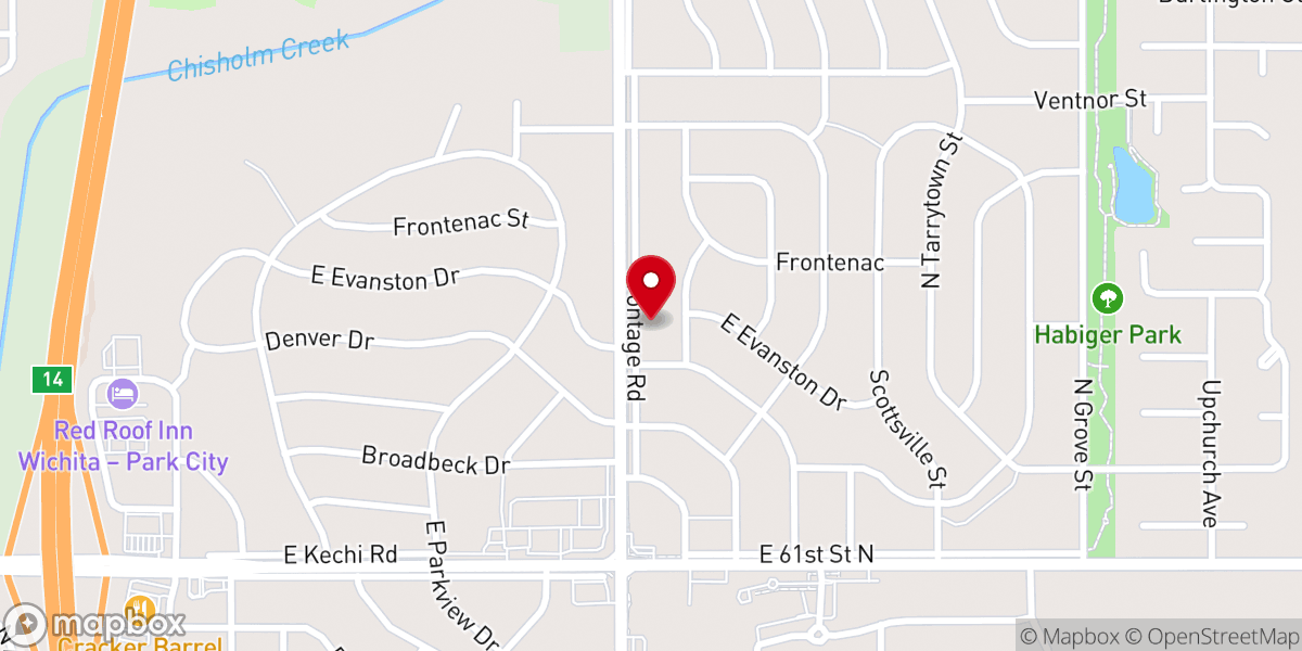 Map showing location of Wichita Heights Baptist Church