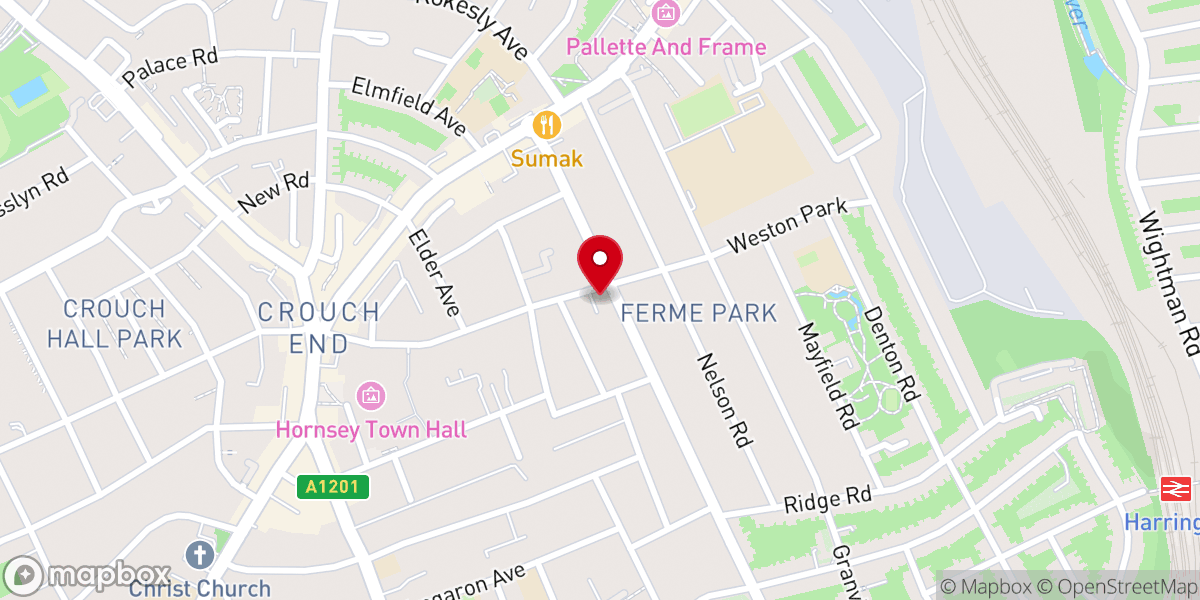Map showing location of Union Church & Community Centre, Crouch End