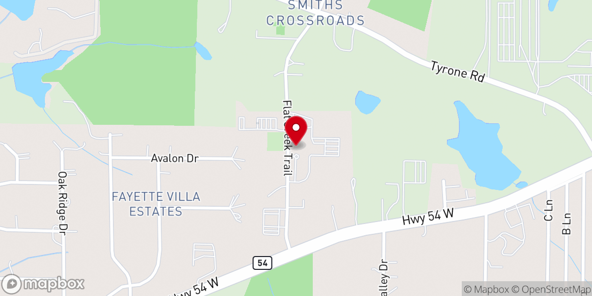 Map showing location of Flat Creek Baptist Church