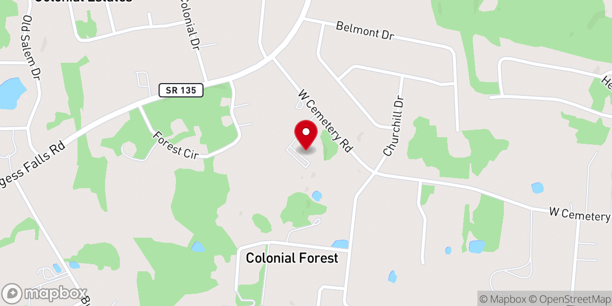 Map showing location of Colonial View Baptist Church