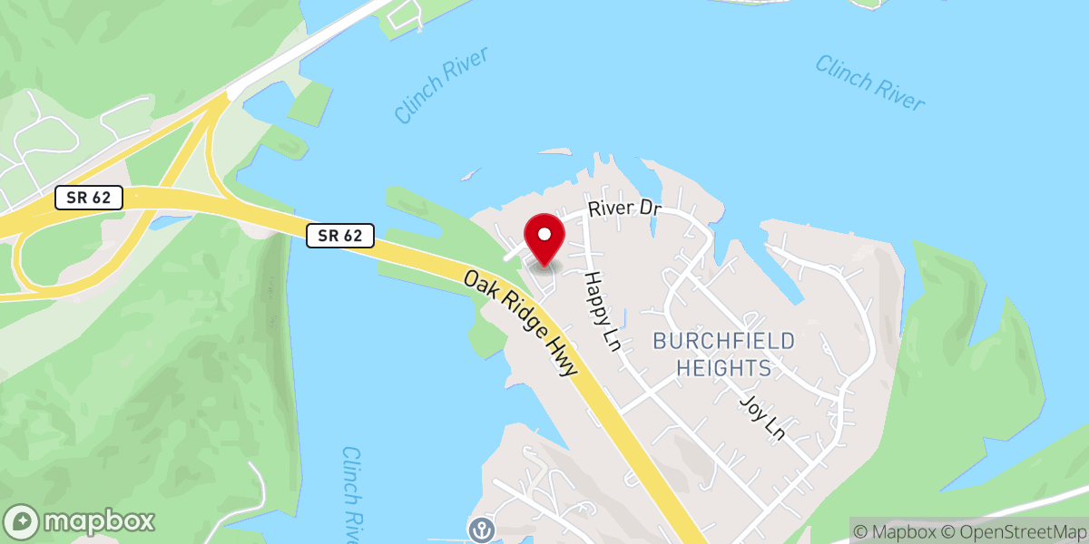 Map showing location of Oak Ridge Church of Christ