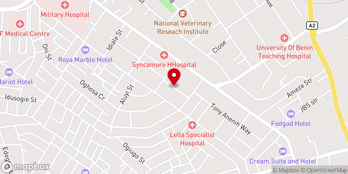 Map showing location of New Spring Baptist Church, Benin City