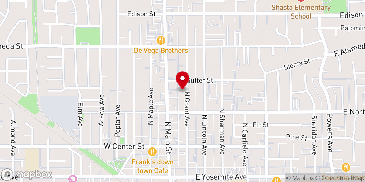 Map showing location of CREE Bilingual Church Manteca