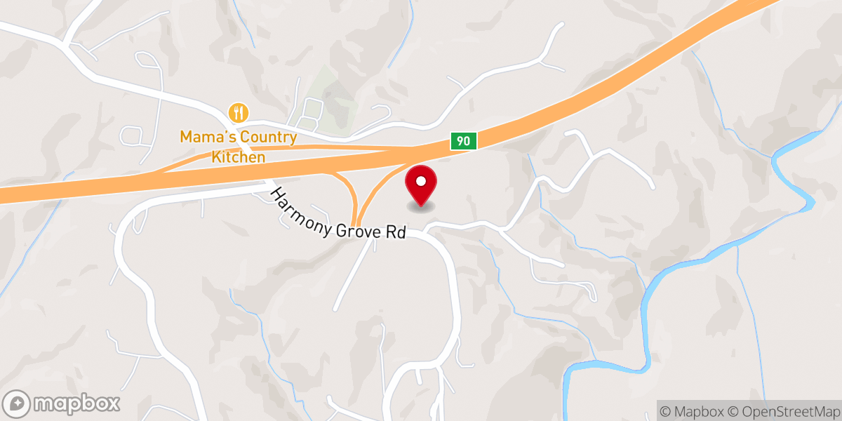 Map showing location of Hillcrest Freewill Baptist Church