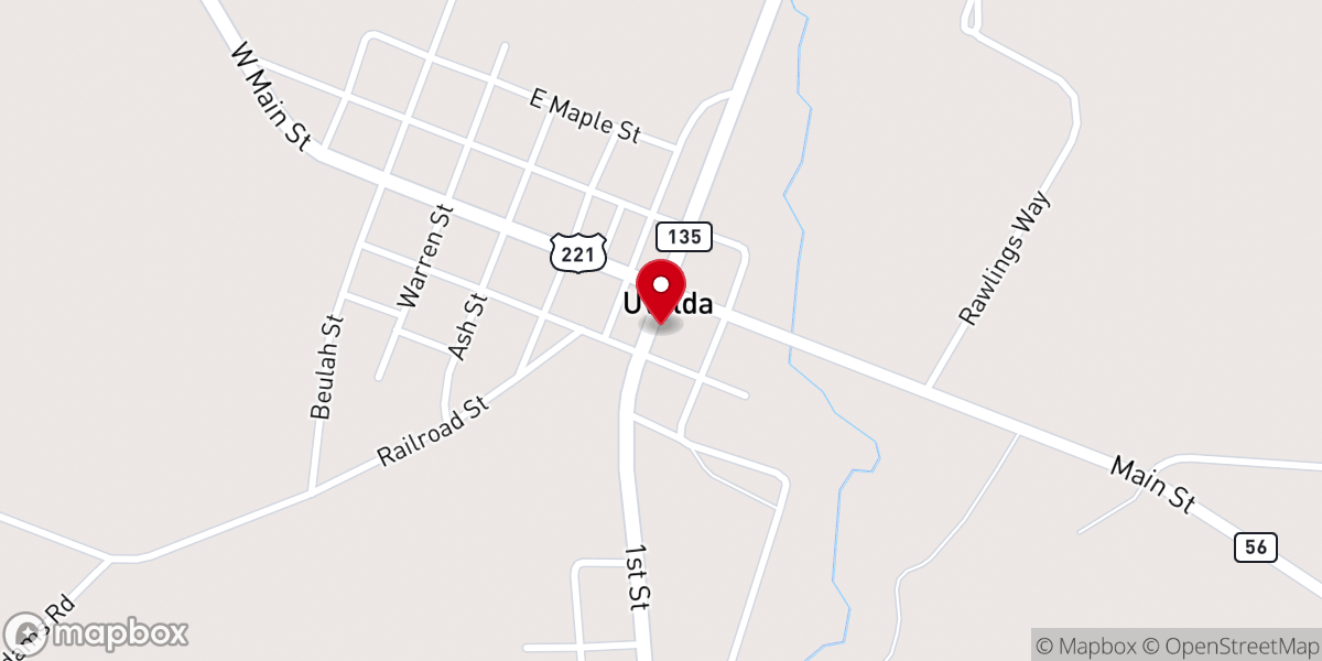 Map showing location of Uvalda Package Shop