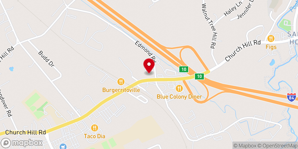 Map showing location of Newtown Pizza Palace